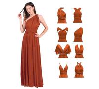 Odizli - Vestido de noche largo para mujer, sexy, sin tirantes, multiusos, de estilo bandolera, envolvente, para fiesta, para dama de honor, para fiesta de graduación, rojo ladrillo, L