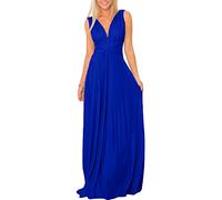 Odizli - Vestido de noche largo para mujer, sexy, sin tirantes, multiusos, de estilo bandolera, envolvente, para fiesta, de dama de honor, de fiesta de graduación, azul cobalto, L