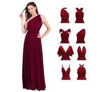Odizli - Vestido de noche largo para mujer, sexy, sin tirantes, multiusos, de estilo bandolera, envolvente, para fiesta, de novia, de fiesta de graduación, borgoña, XL