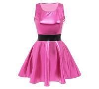 ODIZLI Vestido de patineta sin mangas para mujer, vestido metálico brillante para mujer, ropa de fiesta