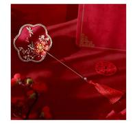 ODJDNLKLWN Fan Silk Fan Good Luck Elegant Luxurious Shinny Hand Embroidery Bride for Wedding Accessories Handheld Fan (Estilo 4)