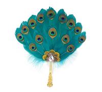 ODJDNLKLWN Ventilador Exquisito abanico de plumas de pavo real blanco for escenario, accesorios for fiestas, mujeres y niños Ventilador de mano(Style A)