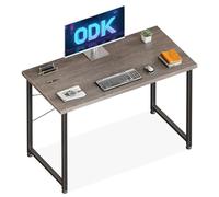 ODK Escritorio Pequeña, 100x48cm Mesa de Estudio de Ordenador con Pies Ajustables Mesa de Escritura de Ordenador para Oficina, Dormitorio, Gris