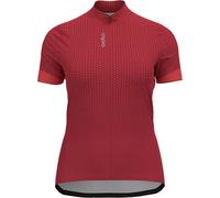 ODLO Essential Print Stand-up Collar S/s Fz W - Mujer - Rojo - talla L- modelo 2024