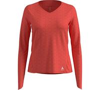Odlo Hemd L/S Lou-Leinencool mit V-Ausschnitt Camiseta de Manga Larga para Mujer, Mezcla de Coral Caliente, Medium