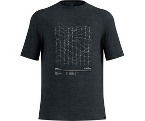 Odlo - Ropa de senderismo - Merino Tencel Hyper Map Tee M Black Melange de Lana - Talla M - Blanco Blanco M