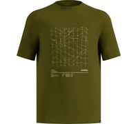 Odlo - Ropa de senderismo - Merino Tencel Hyper Map Tee M Guacamole Melange de Lana - Talla M - Caqui Caqui M