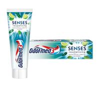 Odol-med3 SENSES Pasta dentífrica revitalizante eucalipto, lima y menta, protege contra caries y refresca, 75 ml, pasta de dientes