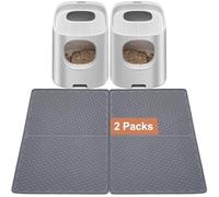Odoland 2 alfombrillas de arena para gatos, 71 x 51 cm, alfombrilla grande de silicona para control de dispersión, impermeable, bandeja de arena para mascotas, alfombrilla duradera para bandeja de