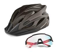 Odoland Casco de Bicicleta Flash con Gafas de Ciclismo - Casco de Ciclismo para Adultos para Bicicletas de Carretera Mountain Bike - Casco de Ciclismo Ligero y Ajustable para Hombres y Mujeres