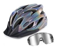 Odoland Casco de Bicicleta Flash con Gafas de Ciclismo - Casco de Ciclismo para Adultos para Bicicletas de Carretera Mountain Bike - Casco de Ciclismo Ligero y Ajustable para Hombres y Mujeres
