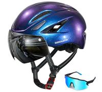 Odoland Casco de Bicicleta para Adultos con Gafas Magnéticas Desmontables, Casco de Ciclismo para Bicicleta de Carretera de Montaña, Casco de MTB Ligero Certificado para Hombres Mujeres, Azul