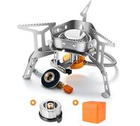 Odoland Hornillos Portátiles de Camping 3500 W, Mini Estufa Plegable de Acero con Encendido Piezoeléctrico, de Gas Ultraligera y Duradera para Picnic Mochilero Senderismo