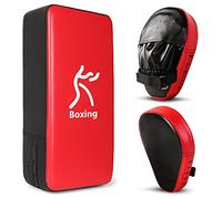 Odoland Kit de Boxeo 2 en 1 para Niños y Adultos, Incluir Patas de Oso y Paos de Boxeo, Kit de Pugilismo para Niños, Kickboxing, Karate, Muay Thai, Entrenamiento de MMA, Rojo