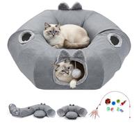 Odoland Túneles para gatos para interiores, túneles multifuncionales para jugar con bolas y agujeros para mirar