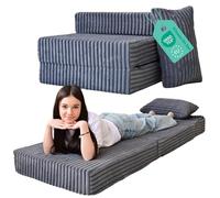 Odolplusz Colchón plegable premium de 70 x 205 x 15 cm, colchón plegable de 3 piezas con funda extraíble, espuma extra gruesa de 15 cm, colchón plegable para invitados, colchón de viaje (grafito)