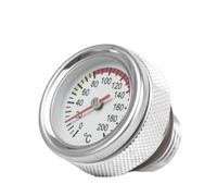 Odómetro Tapas de tanque de combustible para motocicleta con indicador de temperatura del aceite, punteros de 0-200 ℃, medidor de esfera M20 X 1,5, Velocímetro De Motocicleta(Silver)