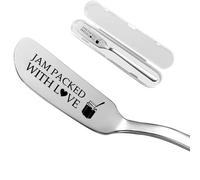 Odoor Fan Divertido cuchillo de mantequilla con texto en inglés "Jam Packed With Love", cuchillos de queso esparcidor de mantequilla de maní grabados, regalos novedosos de aniversario de Navidad para