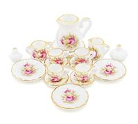 Odoria 1/12 Miniatura 15PZ Conjunto de Tazas de Té Porcelana Cocina Accesorio para Casa de Muñecas