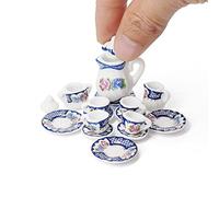 Odoria 1/12 Miniatura 15PZ Conjunto de Tazas de Té Porcelana Cocina Accesorio para Casa de Muñecas