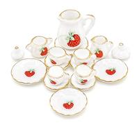 Odoria 1/12 Miniatura 15PZ Conjunto de Tazas de Té Porcelana Cocina Accesorio para Casa de Muñecas