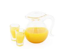 Odoria 1/12 Miniatura Jarra de Zumo de Naranja y 2Pz Vaso Cocina Accesorio para Casa de Muñecas