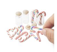 Odoria Casa de Muñecas Bastón de Caramelo: No Comestible Escala 1/12 Miniatura Frasco Botella Vidrio para Hada Elfo Figura Diorama - Mini Navidad Fiesta Palo Caramelo Arcilla de Colores DIY