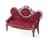 Odoria Casa de Muñecas Chaise Longue: Escala 1/12 Miniatura Sofá para Sala de Estar Salón Oficina - Mini Dormitorio Mueble Madera Victoriana Vintage Rojo