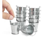 Odoria Casa de Muñecas Cubos Miniatura: 12 Pzs Escala 1/12 Balde Metal para Hielo Agua Bar Cocina - Mini Contenedor Vacío Plantas Hada Jardín Realista Modelo Artesanía DIY