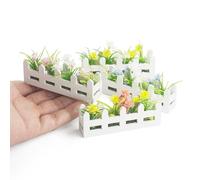 Odoria Casa de Muñecas Macetero Miniatura: 4 Pzs Escala 1/12 Planta Flor Jardín Balcon Moderno Multicolor - Mini Valla Barrera Vegetación Granja Exterior DIY Modelo