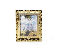 Odoria Casa de Muñecas Marco de Fotos: Escala 1/12 Miniatura Papel Pintura al Óleo Pared para Salón Dormitorio Galería Victoriana Vintage - Mini Arte Antiguo Dorado Monet