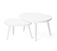 Odoria Casa de Muñecas Mesa Auxiliar: Escala 1/12 Miniatura Mesa de Centro para Salón Moderno - Mini Mueble Madera Ovalada Blanco 2 Piezas