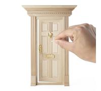 Odoria Casa de Muñecas Puerta Panel: 5Pzs Escala 1/12 Miniatura Entrada hacia Adentro para Hada Jardín Rústico - Mini Llamador Cerradura y Ranura de Correo - Pequeña Mueble Guarnecidos No Pintado
