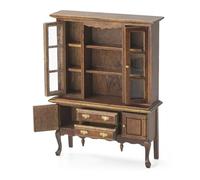 Odoria Casa de Muñecas Vitrina Miniatura: Escala 1/12 Alacena Cocina Comedor Vintage - Mini Librería Marrón Estantería para Libros Victoriana - Pequeño Mueble Madera para Salón Oficina