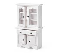 Odoria Casa de Muñecas Vitrina Miniatura: Escala 1/12 Aparador Alacena Cocina Comedor Vintage - Mini Librería Estantería para Libros Salón Oficina - Pequeño Mueble Madera Victoriana Blanco