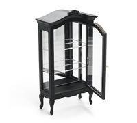 Odoria Casa de Muñecas Vitrina Miniatura: Escala 1/12 Librería Estantería para Libros Salón - Mini Victoriano Mueble Madera Vintage con Espejo Negro