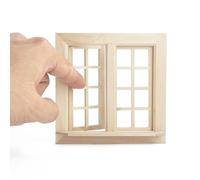 Odoria Miniatura Marco Ventana Apertura: Escala 1/12 Casa de Muñecas Escaparate Visualización Celosía Cuadrado Mueble Madera no Pintado - Mini Elemento Constructivo Diorama Modelo DIY