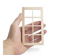Odoria Miniatura Marco Ventana de Visualización: Escala 1/12 Casa de Muñecas Escaparate Celosía 8 Rejillas Mueble Madera no Pintado - Mini Elemento Constructivo Diorama Modelo DIY
