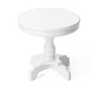 Odoria Miniatura Mesa Auxiliar Soporte: Escala 1/12 Mesita de Noche Sala de Estar Dormitorio para Casa de Muñecas - Mini Mesa Redonda Mueble Madera con Pedestal Blanco