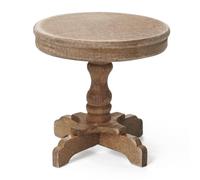 Odoria Miniatura Mesa Auxiliar Soporte: Escala 1/12 Mesita de Noche Sala de Estar Dormitorio para Casa de Muñecas Rústico- Mini Mesa Redonda Mueble Madera con Pedestal Roble