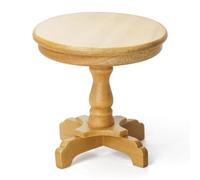 Odoria Miniatura Mesa Auxiliar Soporte: Escala 1/12 Mesita de Noche Sala de Estar Dormitorio para Casa de Muñecas - Mini Mesa Redonda Mueble Madera con Pedestal Natural