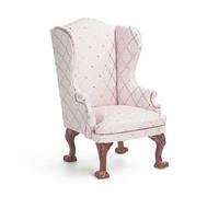 Odoria Miniatura Sillón Casa de Muñecas: Escala 1/12 Sofá Individual para Salón Oficina Dormitorio Victoriana Vintage Rosa - Mini Mueble Madera Silla de Lujo Sala de Estar