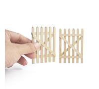 Odoria Miniatura Valla de Cruce Jardín: Escala 1/12 Casa de Muñecas Puerta Verja Diorama Rústico - Mini Cerca Barrera Madera No Pintado - Micro Obstáculo Planta Maceta Componentes Edificio DIY