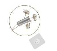 Odorkle Florero de Pared Botella Colgante Transparente Soporte de Flores de Arte de Hierro de Metal 24,5 X 25 X 5, Cm Tubo de Vidrio Decoración Hidropónica para el Hogar Sala de Estar Oficina (Hojas