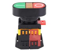 Odorkle Interruptor de Botón Pulsador Doble, 220V AC Pulsador Interruptor Momentáneo de Arranque y Parada con Lámpara de Señal LED