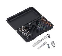Odorkle Juego de Llaves de Trinquete de 72 Dientes, Kit de Vasos de Destornillador con Ángulo de Rotación de 5° con 30 Puntas de Acero S2 y 9 Vasos CrV, para Muebles, Gabinetes,