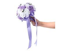 Odorkle Novia de Perlas de Diamantes, Suministros de Flores de Boda, Ramos de Fiesta Nupcial, Ramo Romántico Artificial Rosa para el Día de San Valentín, Simulación de Rosas para Confesión de Dama
