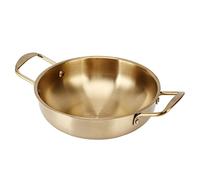 Odorkle Olla de Ramen Coreana Dorada Olla de Fideos de Acero Inoxidable con Asas Dobles Caliente Pequeña de 6 Cm para Sopa Mariscos y Cocción en Seco Cocina Casera Uso Doméstico (#15)