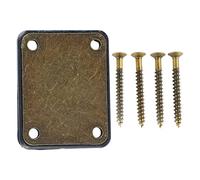 Odorkle Placa para Mástil de Guitarra Eléctrica, Placa para Mástil de Metal con Acabado en Bronce con 4 Orificios y Tornillos Preperforados, Junta de Refuerzo Cuadrada para Reemplazo de Reparación