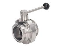 Odorkle Válvula de Acero Inoxidable, Válvula de Abrazadera de Mariposa Duradera con Conexión Rápida, Presión Máxima 232 PSI, Ideal para Industrias Lácteas y Químicas (DE 63 mm)